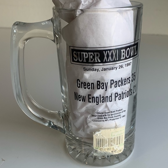 Green‎ Bay Packers victory glass mug. 1997 Official Super Bowl XXX1 Product. - Picture 5 of 10